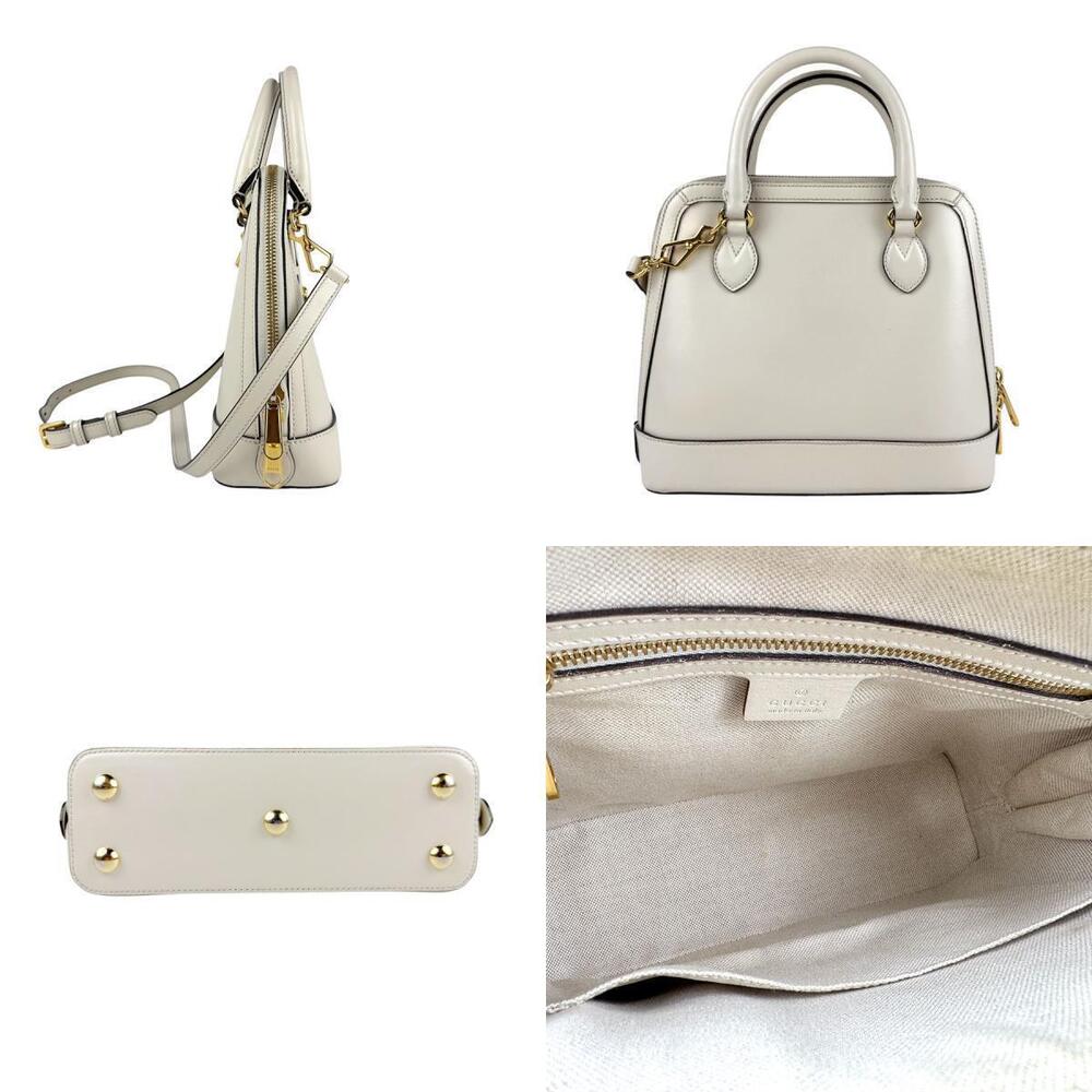 Gucci White Horsebit 2way Leather Off Shoulder Gold Bag